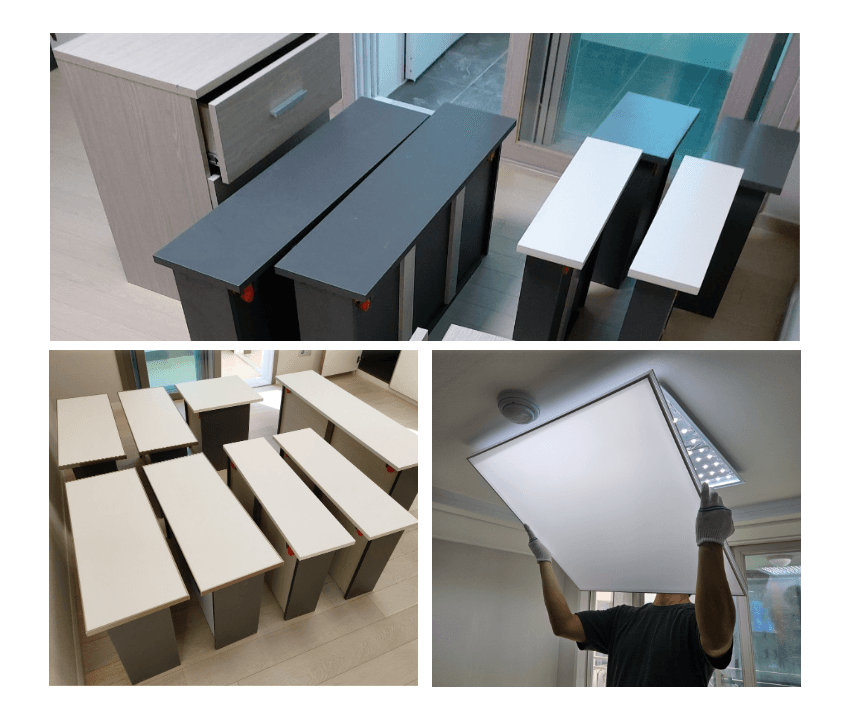 전부 탈거하여 청소합니다. - 서랍장 하나 하나 탈거하여 깔끔하게 만듭니다.